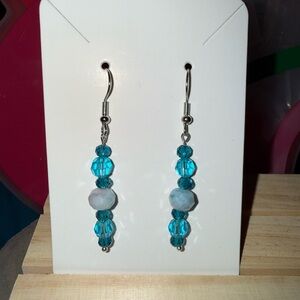 Elegant Blue Crystal and Glass Beaded Earrings